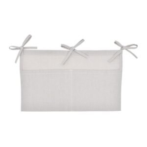 Linen Crib Organizer Hanging Bag 2-Pocket Multi-Functional Storage for Diapers, Burp Cloths & Teething Toys