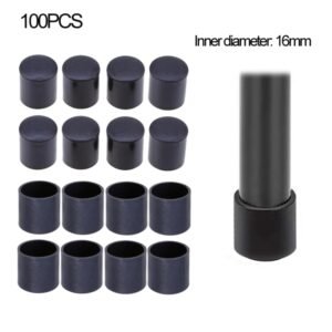 100 PCS Plastic Chair Feet Protectors Black Anti-skid Furniture Legs Table Base Cap Floor Protector Cover, 16mm, 19mm, 22mm, 25mm