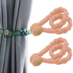 1 Pair Magnetic Buckle Twist Tie For Curtains, Pink, Grey Blue, Golden King, Conran, Off-white, Light Gray, Dark Grey