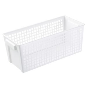 Desktop Snacks & Sundries Storage Basket Rectangular Plastic Storage Basket, Small (White), Small (Light Green), Large (White), Large(Llight Green)