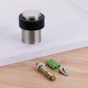 Rubber Anti-Collision Door Gear Punching Stainless Steel Round Door Resistant Home Floor-Shaped Cylindrical Door Touch, 46mm Punch, 60mm Punch, 80mm Punch, 46mm Punch-free, 60mm Punch-free, 80mm Punch-free, Brushed Steel 46mm With Plastic Head+Punch-fr...