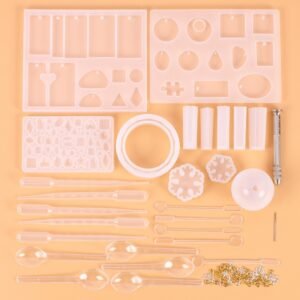 128 Pieces Crystal Drip Mold Tool Set Ornament Pendant Silicone Mold Set, Pendant Shape