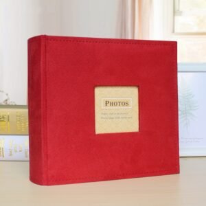 6 Inch 200 Sheets Flannel Retro Photo Album Interstitial Photo Storage Book, Red, Green, White, Orange