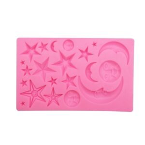 Star Moon Face Chocolate Clay DIY Silicone Mold, Pink, Gray