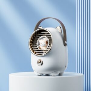 Turbine Water Cold Fan USB Desktop Humidity Spray Small Fan, Tanuka White 2000 mAh, Elk Pink 2000 mAh