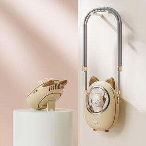 Children Hanging Neck Fan USB Handheld Light Glowing Mini Portable Fan, Children Yellow, Children White, Children Pink