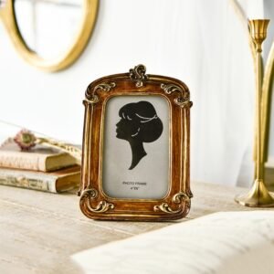 Retro Imitation Wood Home Decor Photo Frames, Spec:, Square-6 inches, Square-7 inches, Arched-6 inches, Arched-7 inches, Oval-6 inches, Oval-7 inches, Bow Round Box, A Model, B Model