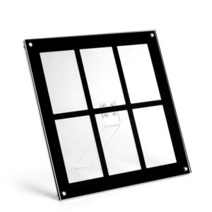 Six Palace Grid Color 3 Inch Three-Dimensional Magnet Photo Frame For Polaroids, Black, Fantasy, Mirror