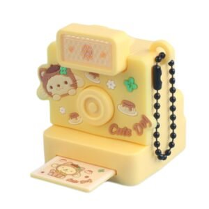 Cute Fun Polaroid Camera Pendant Keychain Flashing Sounding Toy Children Schoolbag Hanging Decoration, Yellow Puppy, Purple Pony, Blue Bunny, Blue Space, Green Dinosaur, Purple Kitten, Brown Capybara, Pink Kitten, Green Puppy, Pink Rabbit