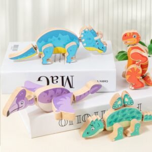 DIY Three-dimensional Cartoon Animal Wooden Assembly Building Blocks, Dinosaur 0.45kg, Dinosaur 0.35kg, Robot 0.47kg