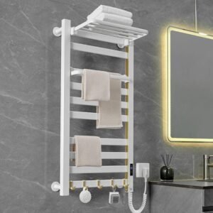 Smart Touchscreen Display Electric Heated Towel Rack Bathroom Drying Rack, Large Platinum Right Wiring, Large Platinum Left Wiring, Large White Right Wiring, Large White Left Wiring, Large Black Right Wiring, Large Black Left Wiring...