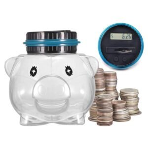 1.6L Piggy Bank Electronic Counting Coin Bank, US Dollar, Euro, British Pound, Taiwan Dollar, Japanese Yen, Mexican Peso, Canadian Dollar, Swiss Franc, Polish Z?oty, Russian Ruble