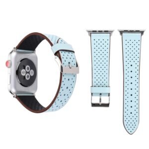 For Apple Watch Ultra 49mm&Watch Ultra 2 49mm / Series 10 46mm / 9&8&7 45mm / SE 3&SE 2&6&SE&5&4 44mm / 3&2&1 42mm Simple Fashion Genuine Leather Hole Pattern Watch Band, 42mm