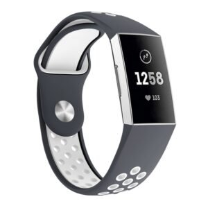 Two-color Round Hole Silicone Watch Band for Fitbit Charge 3, Watch Band Size:130-195mm