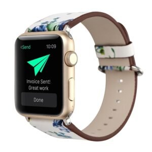 For Apple Watch Ultra 49mm&Watch Ultra 2 49mm / Series 10 46mm / 9&8&7 45mm / SE 3&SE 2&6&SE&5&4 44mm / 3&2&1 42mm Fashion Pastoralism Style Little Floral Pattern Women Watch Leather Watch Band, For 42mm A, For 42mm B, For 42mm C, For 42mm D, For 42mm ...