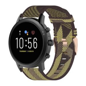 22mm Stripe Weave Nylon Wrist Strap Watch Band for Fossil Gen 5 Carlyle, Gen 5 Julianna, Gen 5 Garrett, Gen 5 Carlyle HR