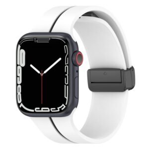 Two Color Folding Buckle Silicone Watch Band, For Apple Watch SE 2023 44mm, For Apple Watch Ultra 49mm, For Apple Watch 8 41mm, For Apple Watch 8 45mm
