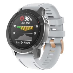 20mm Rose Gold Buckle Silicone Watch Band, For Garmin Fenix 7S / 6S Pro / 5S Plus
