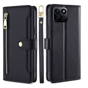 Sheep Texture Cross-body Zipper Wallet Leather Phone Case, For Honor Play 60 Plus, For Honor 200 5G, For Honor 200 Pro 5G, For Honor 200 Lite 5G Global, For Honor Magic6 Pro 5G, For Honor Magic6 5G, For Honor X50i 5G / 9 Lite