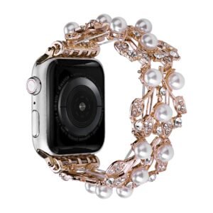Four-leaf Bead Metal Watch Band, For Apple Watch Series 10 46mm, For Apple Watch Series 10 42mm, For Apple Watch SE 2023 44mm, For Apple Watch SE 2023 40mm, For Apple Watch Ultra 2 49mm, For Apple Watch 9 45mm, For Apple Watch 9 41mm...