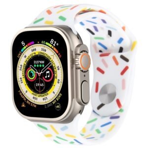 Rainbow Raindrops Silicone Watch Band, For Apple Watch Ultra 2 49mm, For Apple Watch 8 45mm, For Apple Watch 9 45mm, For Apple Watch SE 2022 40mm