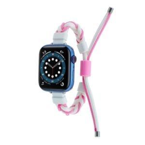 Silicone Bean Braided Cord Nylon Watch Band, For Apple Watch 9 45mm, For Apple Watch SE 2022 40mm, For Apple Watch SE 2022 44mm, For Apple Watch 9 41mm, For Apple Watch 7 41mm, For Apple Watch 7 45mm