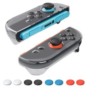 XDcase 1 Pair Crystal PC Protective Case & Joystick Caps Set, For Nintendo Switch 2 Joy-Con, For Nintendo Switch / Switch OLED Joy-Con