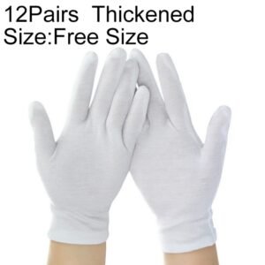 12 Pairs Pure Cotton Working Gloves, Thickened， Size：Free Size