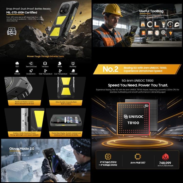 Blackview ROCK 2 Pro Rugged Phone, 8GB+256GB, 6.67 inch Android 16 Unisoc UMS9620 T8100 Octa Core, Network: 5G, OTG, NFC - Image 7