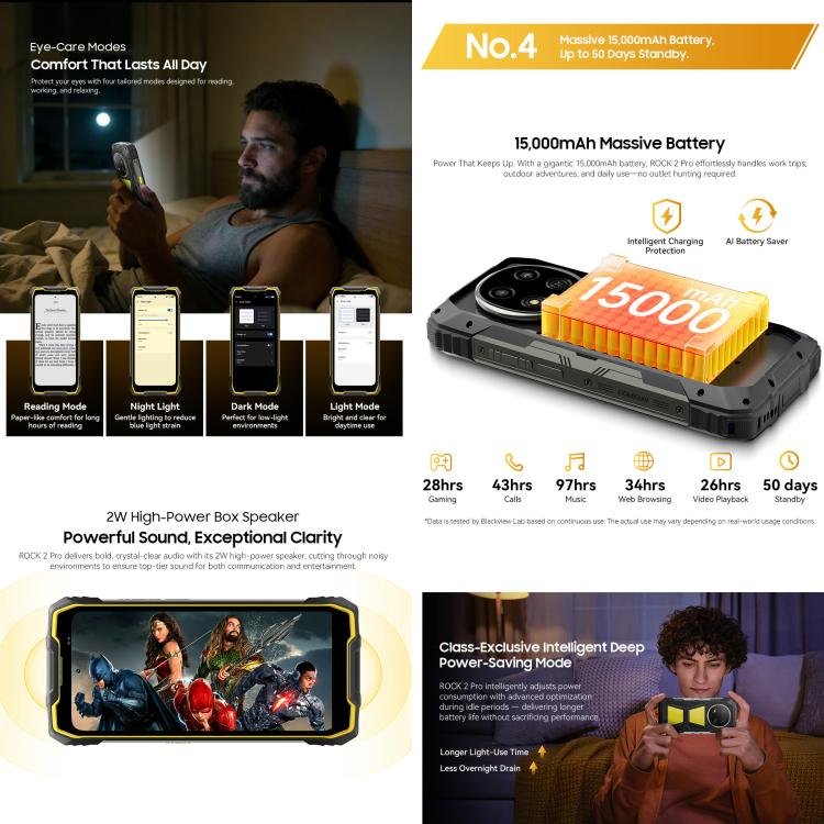 Blackview ROCK 2 Pro Rugged Phone, 8GB+256GB, 6.67 inch Android 16 Unisoc UMS9620 T8100 Octa Core, Network: 5G, OTG, NFC - Image 9
