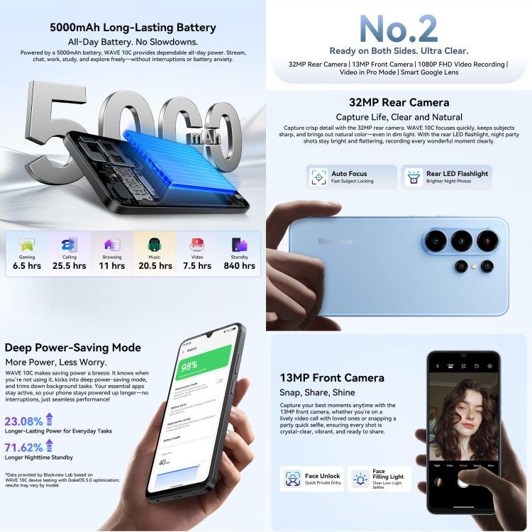 Blackview WAVE 10C, 4GB+32GB, 6.88 inch Android 16 Unisoc UMS312 / T310 Octa Core, Network: 4G, OTG, WAVE 10C, 4GB+32GB - Image 8