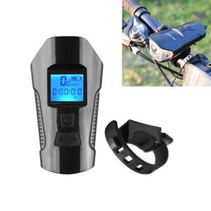 350LM USB Charging Waterproof Snap-on Bicycle Headlight with Speaker & Stopwatch Function, Black, Blue, Red
