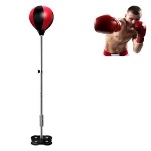 Adult Suction Cup Version Height Adjustable Vertical PU Leather Vent Ball Boxing Speed Ball Family Fitness Equipment without Gloves, without Gloves Black Red, without Gloves Red