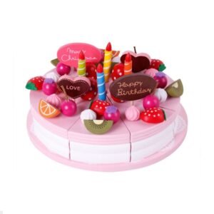 Wooden Strawberry Double-Layer Birthday Cake Children Educational Role-Playing Toy, Strawberry Double-Layer Birthday Cake