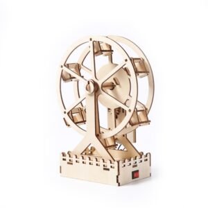 Wooden Mechanical Puzzle Toys Science Electric Assembling Toys ,Style:, Ferris Wheel, Hand Shake Music Box, Music Housing, Small Electric Fan