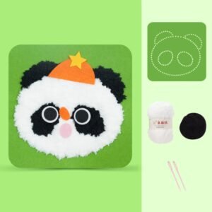 Montessori DIY Embroidery Board Kindergarten Children Cartoon Wool Stitching Material Kit, Panda, Bear, Doughnut, Birthday Cake, Apple, Pear, Morning Glory, Sunflower