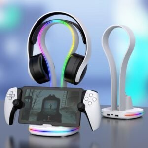 For PS5 Portal ipega Magnetic Contact Charging Dock with RGB Lights & Headset Stand